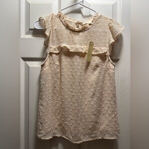 Monteau Cream Ruffle Blouse